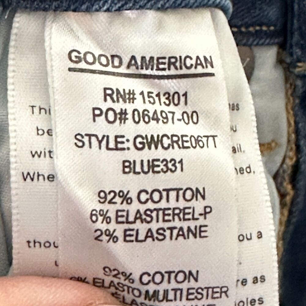 Good American Good Waist Crop Raw Hem Hi-Rise Jeans Skinny Blue331 00/24 NWT - Picture 9 of 10